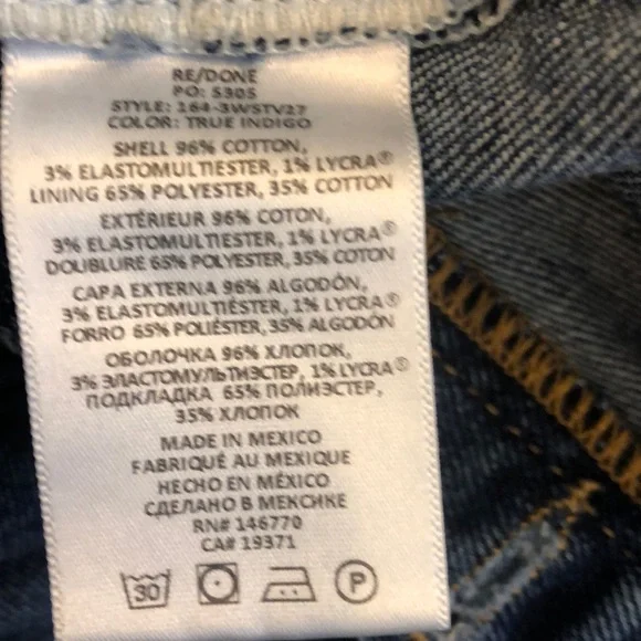 Re/Done straight leg, raw hem button-fly jeans 28 high-rise - Picture 7 of 7